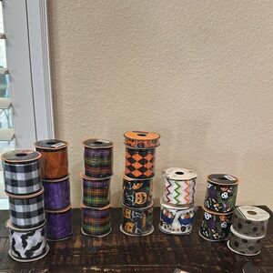 Halloween Party Essentials Ribbon , Baskets , Lights , Picks and Mesh